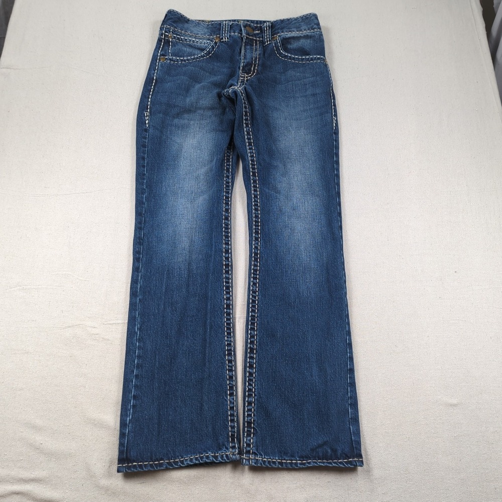 Wrangler Jeans Mens 30x32 Blue Rock 47 Boot Cut Rodeo Cowboy Western Faded